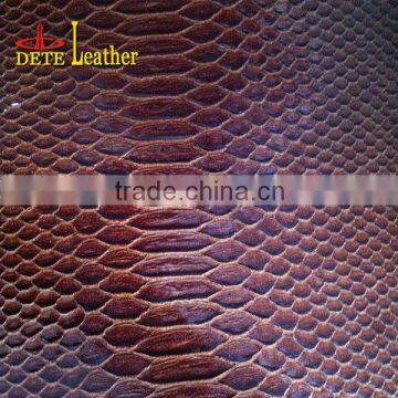 shinning high glossy pu artificial leather with crocodile design