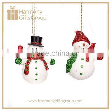 Red Hat Snowmen Ornament with Cardinals