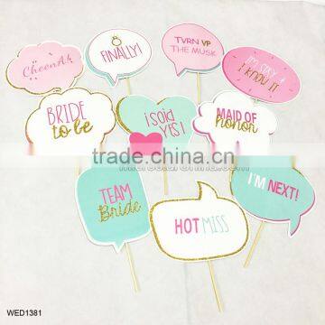 2016 Glitter Gold Wedding Photo Booth Props Kit Bacholerette Bride Party Favor -10 Count Quality Choice