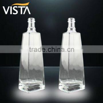 750ml liquor square bottle with high clear glass