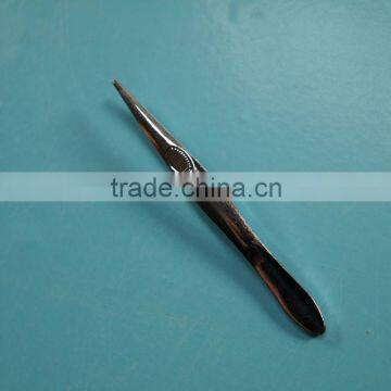 MJ-107 8.9cm carbon steel mirror finished pointed tip metal eyebrow tweezer
