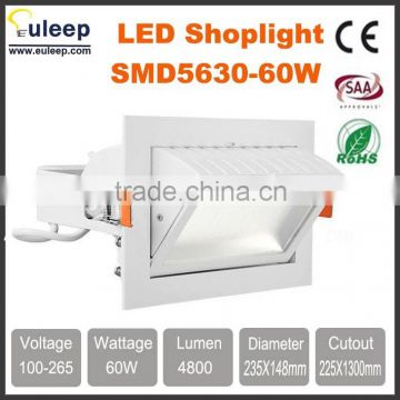 EUleep 60W led shoplight,retangle downlight 60W, squaredownlight high quality SMD5630 60W