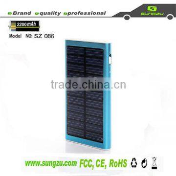 hot selling Sungzu real 2200mah solar charger for mobile phone/tablet PC