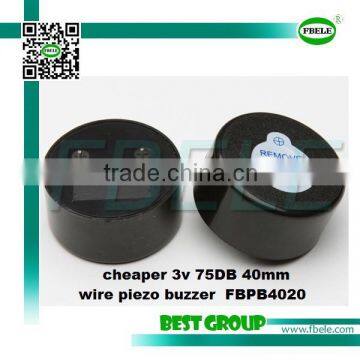 cheaper 3v 75DB 40mm wire piezo buzzer FBPB4020