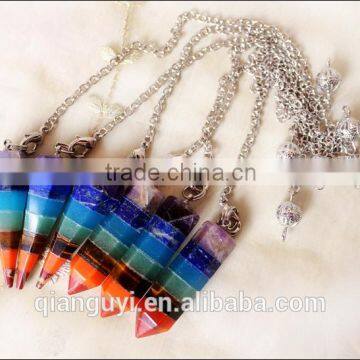 Gemstone Natural Crystal Quartz Point Pendulum Pendants Crystal Point Pendant With Silver Colored Chains photo-6