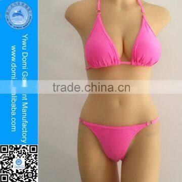 Sexy Plain Color 2 Piece Bathing Suits Swimsuit Women Thong Bikini With Ring