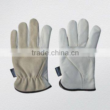 Cow grain leather palm split leather back driver glove-9019