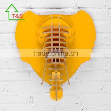 Wooden Manmoth Head Wall Art 3D Animal Home Restaurant Decoration Wall Hanging photo-3