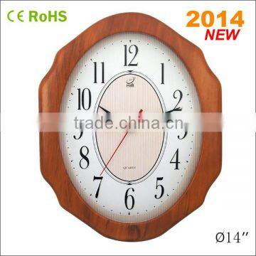 2015 home decor wooden oval wall clock (W48LR)