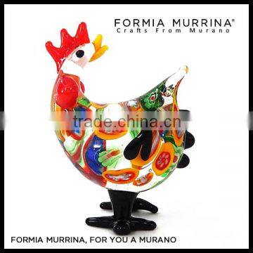 Folk art millefiori glass rooster figurines wholesale