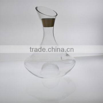 mouth blown clear glass wine decanter