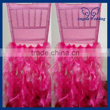 CH005N China discount wholesale beach elastic fuchsia christmas ruffled hot pink chair cover
