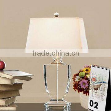 high end clean crystal table lamp with white empire fabric lampshade for home decor SAA UL CE certificate