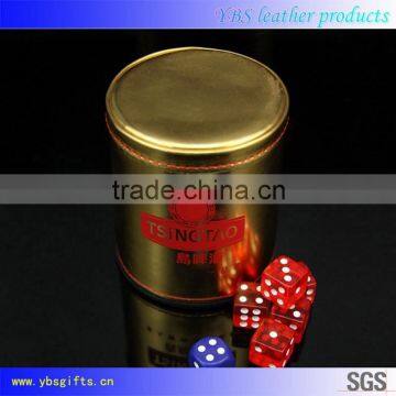 debossed genuine leather dice cup wholesale shaker cup