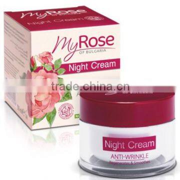 Night Cream Anti-Wrinkle Normal to Dry Skin Bulgarian Rosa Damascena Extract - 50ml. Paraben Free. Made in EU. Private Label