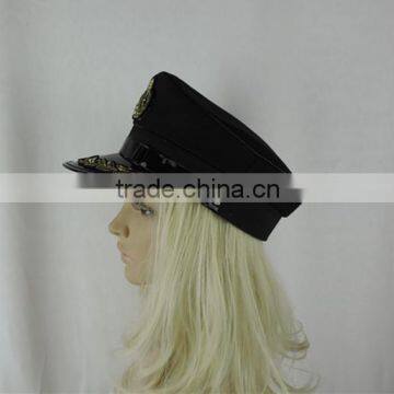 Black Military Officer Hat Service Cap Uniform Pilot Cap With Embroidery Label photo-5