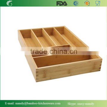 Solid Bamboo Kitchen Cutlery Tray