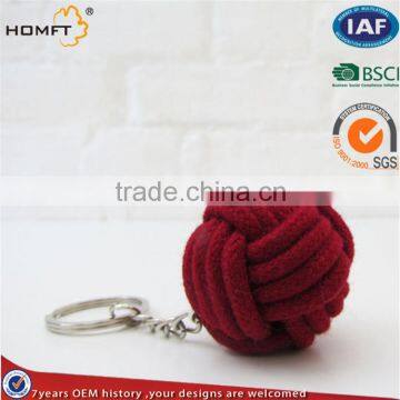 handemade cottom rope with wood bead keychain /safe keychain