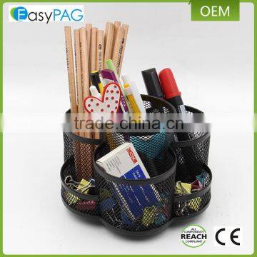 China Factory Made Desktop Fancy Custom Rotating Metal Mesh Pen Holder