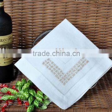 handmade embroidery hemstitch white color dinner napkin