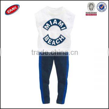 OEM service children 100%cotton desi girls legging set with printed t shirt and plain legging