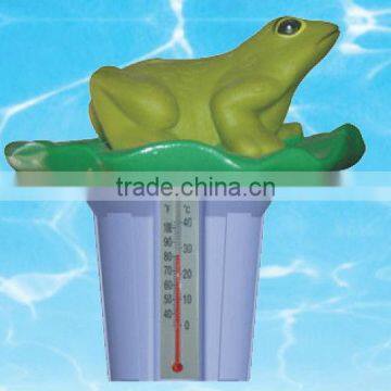 Floating animal dispenser with thermometer-Frog