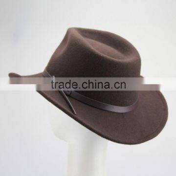 Bull Rider Jazz Fedora Sunhat Men Felt Hats Ribbon Band Western Cowboy Hat Brown photo-2