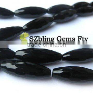 High quality natural gemstone necklace black onyx faceted rice beads