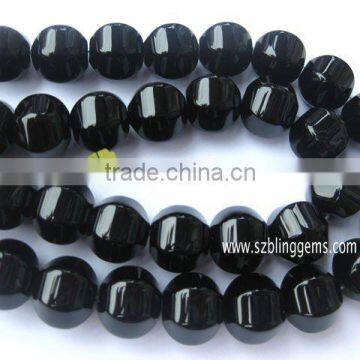 Hot seller natural semi precious stone black onyx loose beads 14mmx14mm