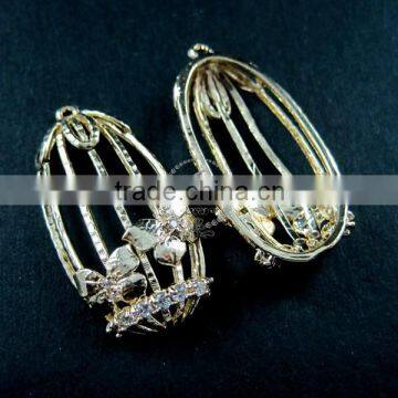 18x33mm 14K Light Gold Plated Zircon Flower DIY Earring Chandelier Supplies 1850178 photo-2