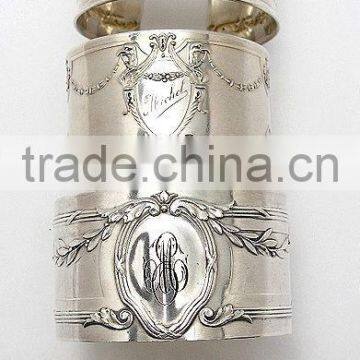 Embossed Brass Napkin Ring With silver plating brass napkin rings wedding napkin rings