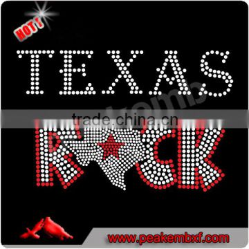 2013 New Design Texans Rock Iron On Rhinestone Applique Wholesale