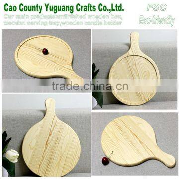 wooden pizza tray,round shape pizza plate ,wood pizza tray with handle