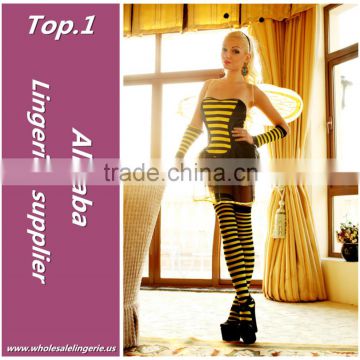 Hot girl cross stripe puffy dress sex bee halloween costume manufacturers from china