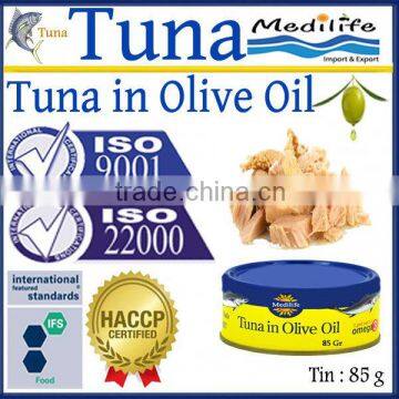 Whole Tuna in Olive Oil,Tuna in Olive Oil canned, 100% High Quality of Tuna, Fresh Tuna in Olive Oil 85 g