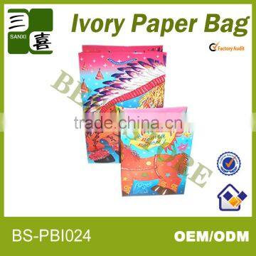 Lovely gift paper bag with colorful and silver printing