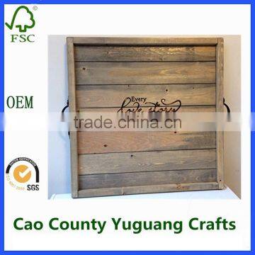 Rustic Square Ottoman Tray Large Custom Wood Trays for Ottoman photo-4