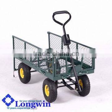 Steel handy mesh drop side 4 wheel garden cart trolley