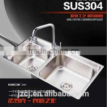 SUS304 fashion design double bowl stainless steel kitchen sink