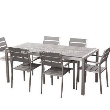 Dining Chair And Table Aluminum Frame Plastic-Wood Outdoor Furniture