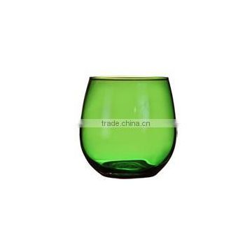 Brand-Name Emerald-Green Round Stemless Wine Glasses, 16.75 oz.