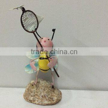 2015 Newest Design Metal Bee Garden Decoration Garden Bee With Flower Bee With Net Working Bee Novelty Bee Metal Bee Stakes photo-3