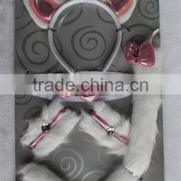 Party Catwoman Cosplay Sexy Cat Ear Headband Cuffs Collar Tail Set photo-3