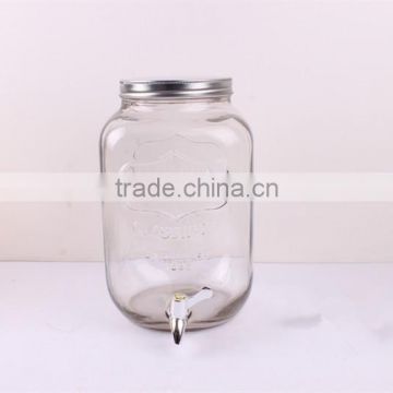 clear glass beverage dispenser jar with faucet