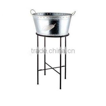 Enamel home metal ice bucket with wire shelf