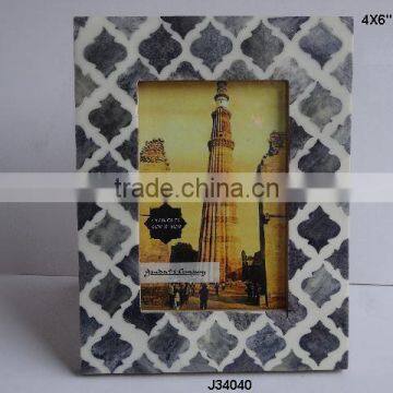 Grey Bone Photo Frame With Moroccan Style Inlay in Square Patterns Available in All Sizes photo-1
