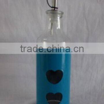 colored metal coated glass olive oil bottles wholesale with dispenser
