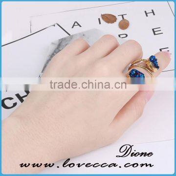 Lovely Agate Cluster Natural Gemstone Ring Silver Plated photo-2