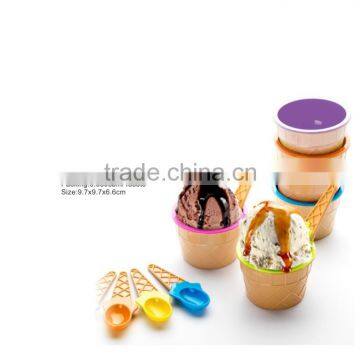 4pcs plastic ice cream mould freeze pops with spoons