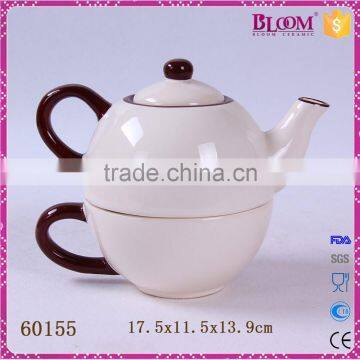 Modern White Ceramic Combination for One Cup Teapot photo-3